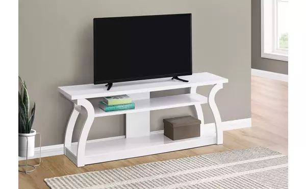 tv stand - 60 l - white by monarch specialties
