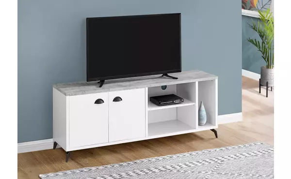 tv stand - 60 l - white - grey cement-look top by monarch specialties