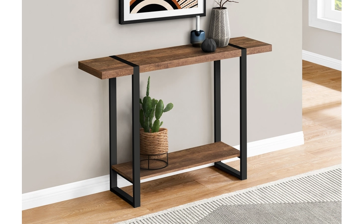 I2851  ACCENT TABLE - 48 L - BROWN RECLAIMED WOOD-LOOK - BLACK