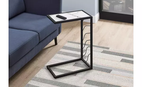 accent table - 25 h - white marble-look - black metal by monarch specialties