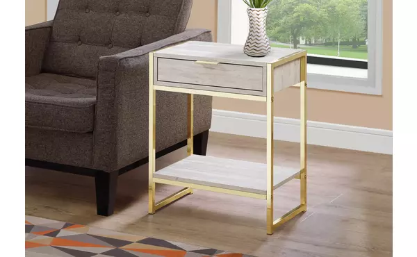accent table - 24 h - beige marble - gold metal by monarch specialties