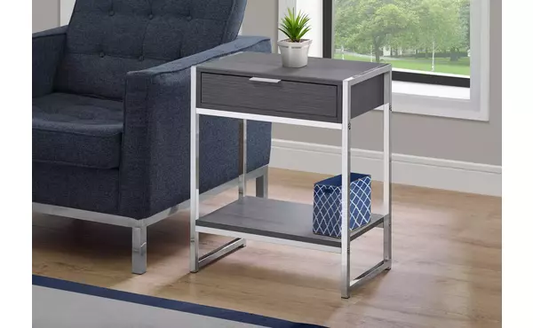 accent table - 24 h - grey - chrome metal by monarch specialties