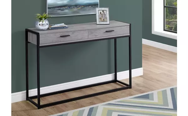 accent table - 48 l - grey - black metal hall console by monarch specialties