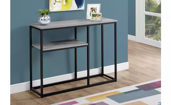 accent table - 42 l - grey - black metal hall console by monarch specialties
