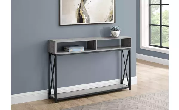 accent table - 48 l - grey - black metal hall console by monarch specialties
