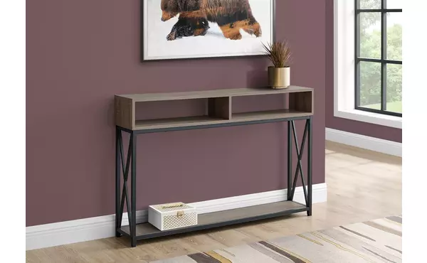 accent table - 48 l - taupe - black metal hall console by monarch specialties