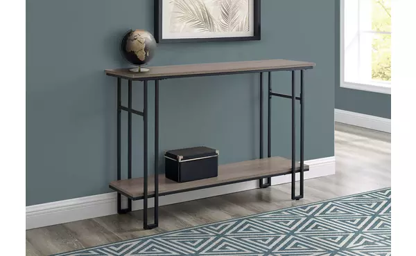 accent table - 48 l - taupe - black metal hall console by monarch specialties