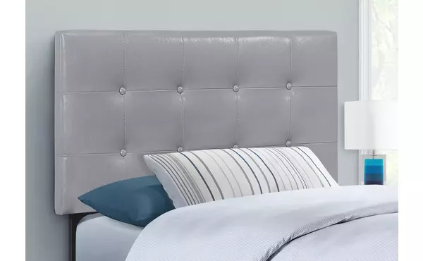 bed - twin size - grey leather-look headboard only by monarch specialties