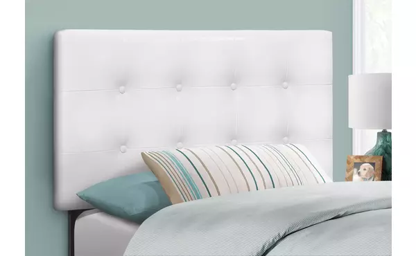 bed - twin size - white leather-look headboard only by monarch specialties