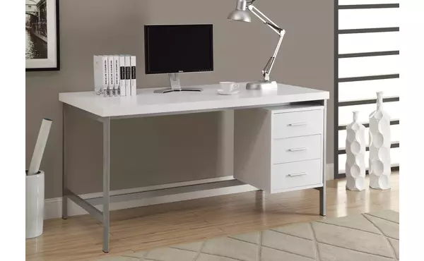 computer desk - 60 l - white - silver metal by monarch specialties