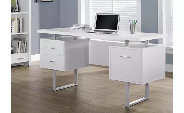 computer desk - 60 l - white - silver metal by monarch specialties