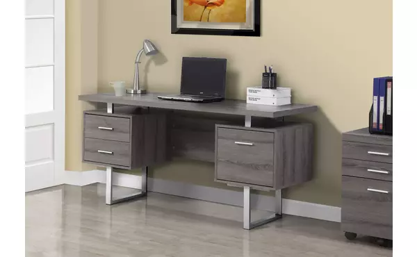 computer desk - 60 l - dark taupe - silver metal by monarch specialties