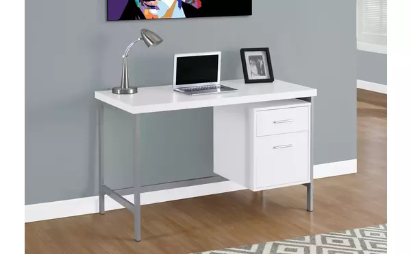 computer desk - 48 l - white - silver metal by monarch specialties