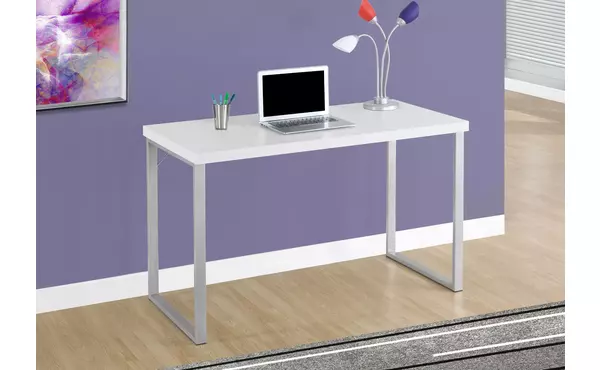 computer desk - 48 l - white - silver metal by monarch specialties