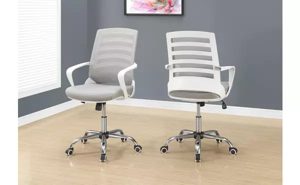 office chair - white - grey mesh - multi position by monarch specialties