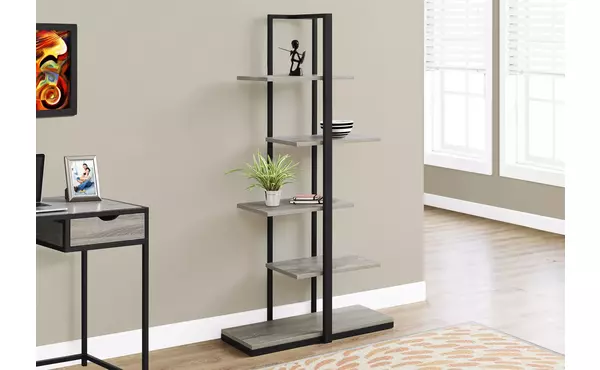 bookcase - 60 h - dark taupe - black metal by monarch specialties