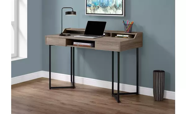 computer desk - 48 l - dark taupe - black metal by monarch specialties