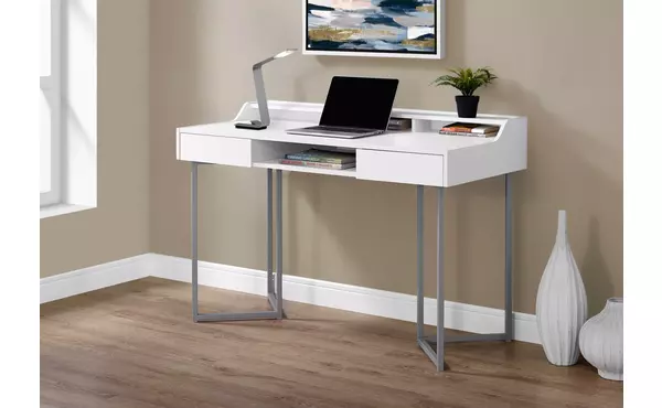 computer desk - 48 l - white - silver metal by monarch specialties