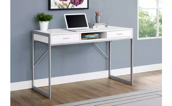 computer desk - 48 l - white - silver metal by monarch specialties