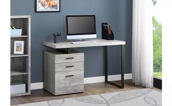 computer desk - 48 l - grey reclaimed wood - black metal by monarch specialties