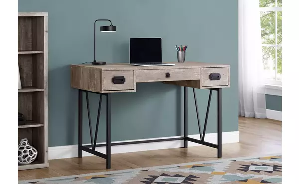 computer desk - 48 l - taupe reclaimed wood - black metal by monarch specialties