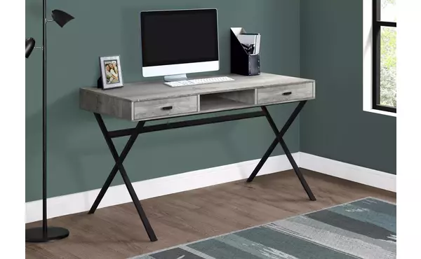 computer desk - 48 l - grey reclaimed wood - black metal by monarch specialties