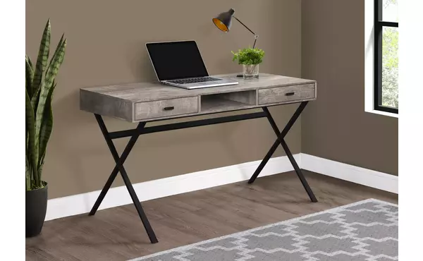 computer desk - 48 l - taupe reclaimed wood - black metal by monarch specialties