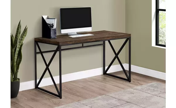 computer desk - 48 l - brown reclaimed wood - black metal by monarch specialties