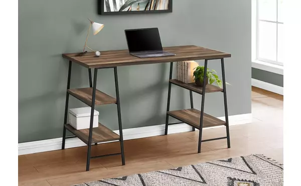 computer desk - 48 l - brown reclaimed wood - black metal by monarch specialties