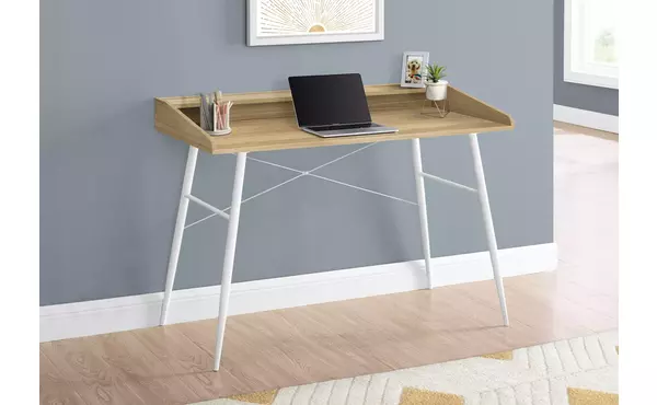 computer desk - 48 l - natural - white metal by monarch specialties