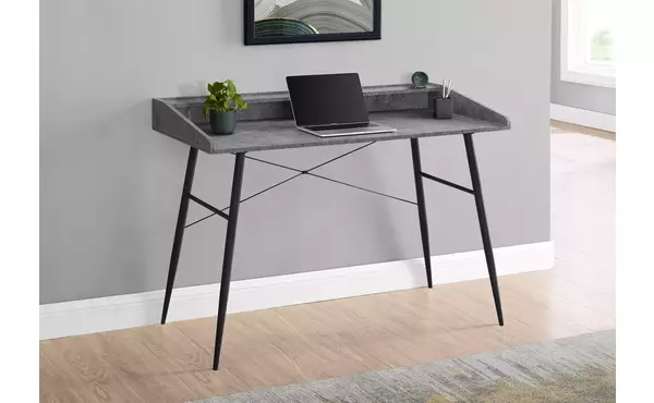 computer desk - 48 l - grey stone-look - black metal by monarch specialties