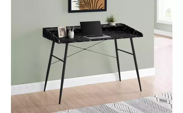 computer desk - 48 l - black marble-look - black metal by monarch specialties