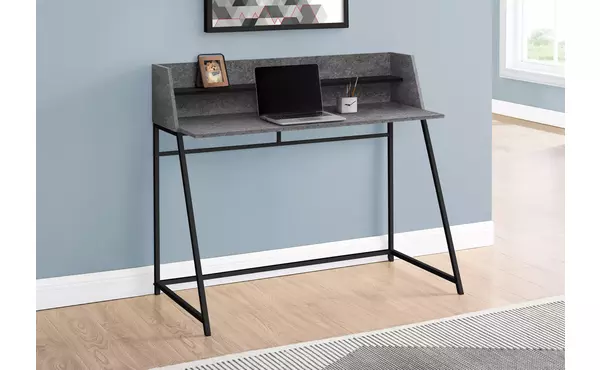 computer desk - 48 l - grey stone-look - black metal by monarch specialties