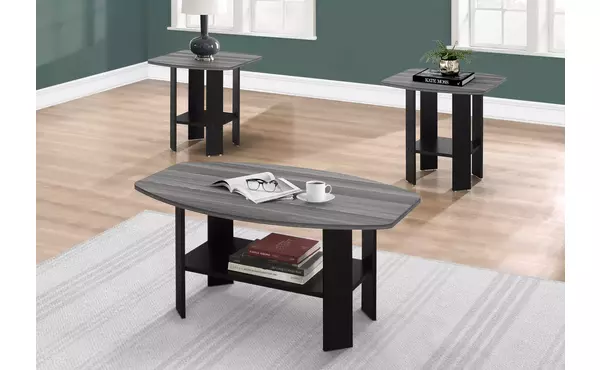 table set - 3pcs set - black - grey top by monarch specialties