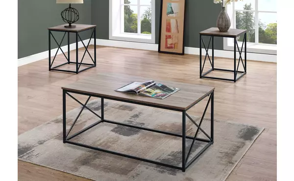 table set - 3pcs set - dark taupe - black metal by monarch specialties