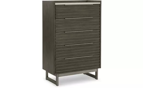 arkenton grayish brown five drawer chest by ashley