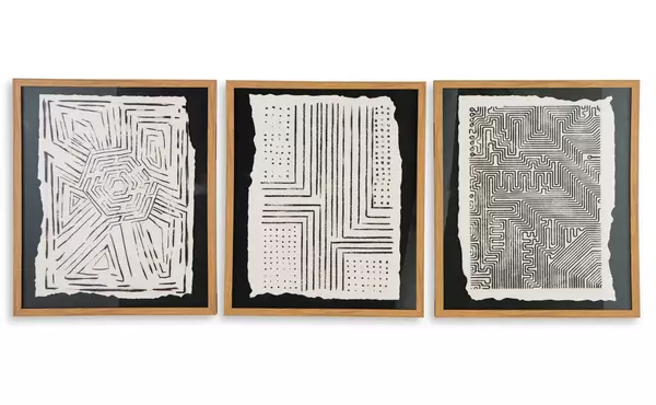 wonderstow black/beige wall art set (3/cn) by ashley