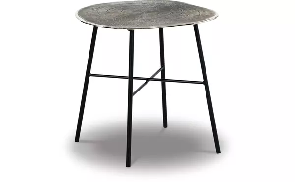 laverford chrome/black round end table by ashley