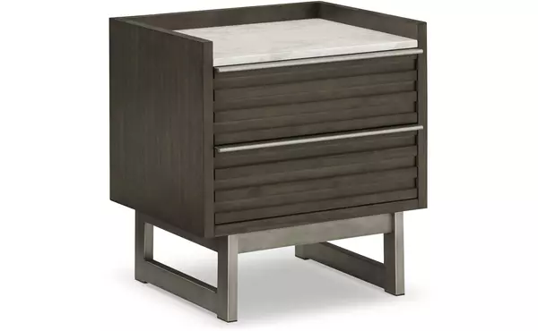arkenton grayish brown two drawer night stand by ashley
