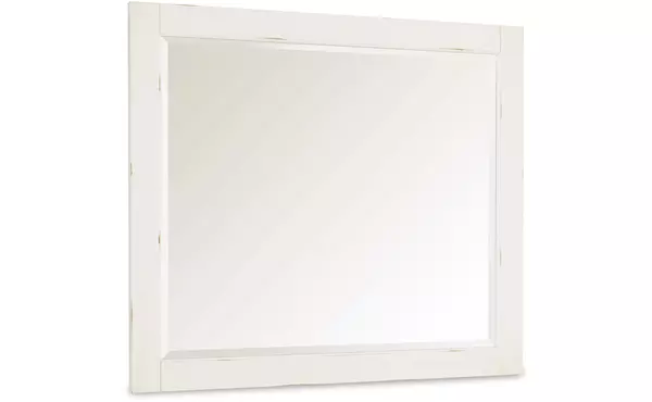 braunter aged white bedroom mirror by ashley
