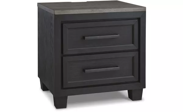 foyland black/brown two drawer night stand by ashley