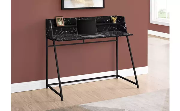 computer desk - 48 l - black marble-look - black metal by monarch specialties