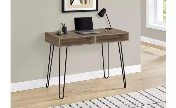 computer desk - 40 l - dark taupe - black metal by monarch specialties