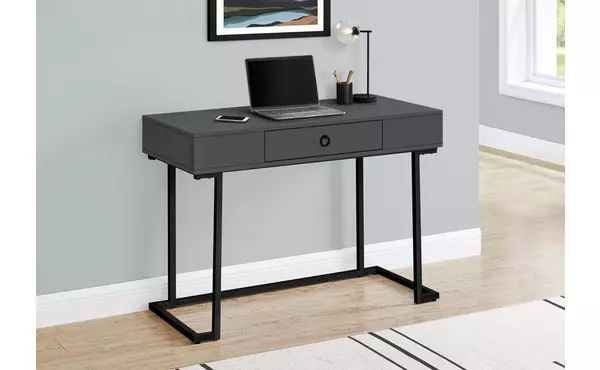 computer desk - 42 l - modern grey - black metal by monarch specialties