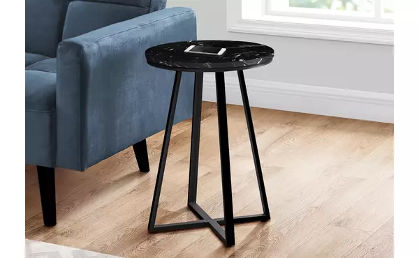 accent table - 22 h - black marble - black metal by monarch specialties
