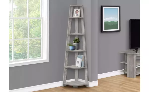bookcase - 72  h - industrial grey corner accent etagere by monarch specialties