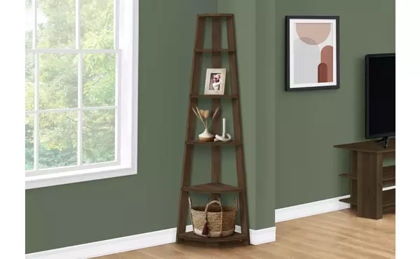 bookcase - 72 h - dark walnut corner accent etagere by monarch specialties