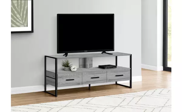 tv stand - 48 l - grey - black metal by monarch specialties
