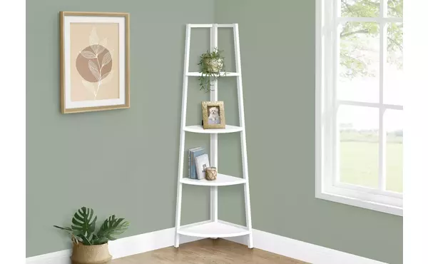bookcase - 60 h - white - white metal corner etagere by monarch specialties