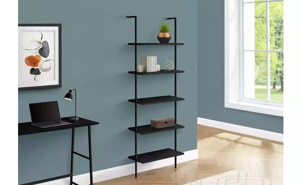 bookcase - 72 h ladder black - black metal by monarch specialties